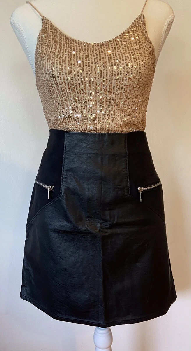 H&m black deals leather skirt