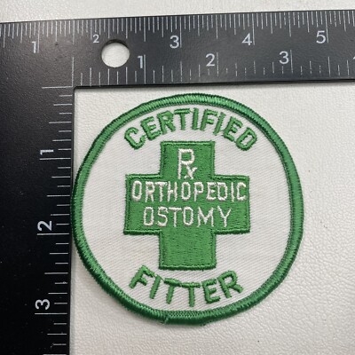 Vtg Green On White Certified Fitter ORTHOPEDIC OSTOMY Patch O29M