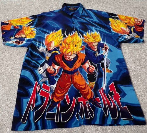 VINTAGE Dragon Ball Z Shirt Mens 2XL Blue All Over Print AOP DBZ Anime 90s