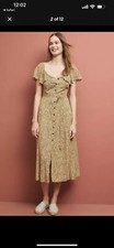 Anthropologie Bolano Brown Leopard Print Boho Midi Dress 6