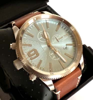 DIESEL DZ4443 Men's Rasp Chronograph Blue Dial Watch BNWT Gift Box