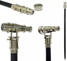 Handmade Wooden Walking Stick with Brass Telescope Handle – 36 Inch Collector Ca