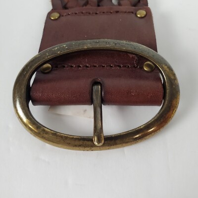 Tommy Bahama Vintage Brown Leather Braided Waist Belt Oval Buckle Size Large $88 TOMMY BAHAMA XS* Fits Large Brown Braided Woven Leather  main image 4