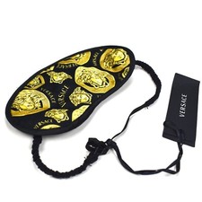 NWT 175 Versace Black Gold Medusa Logo Allover Print Sleep Mask AUTHENTIC