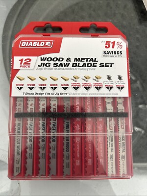Diablo Wood & Metal Jig Saw Blade Set In Case, 12 Piece, NEW Factory Sealed