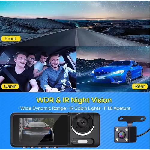 1080P HD 3-Way Dash Cam: Front, Rear, Interior with G-Sensor Tech - Picture 5 of 11