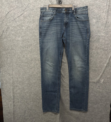 Tom Tailor Josh Jeans Mens Sz 34x33 Blue Regular Slim Embroidered - SIZE NOTE
