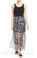 $119. Vince Camuto Chiffon Overlay Maxi Dress Printed Black Gray M