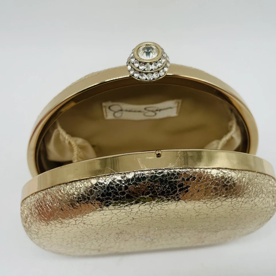 Bolso sin asas Jessica Simpson dorado embragues noche boda bolso sin asas 51/2"x41/2"x21/4 Foto 4 de 4