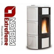 TERMOSTUFA STUFA A PELLET NORDICA ISIDE IDRO 2.0 EXTRAFLAME 20 KW BIANCO IN MAIO