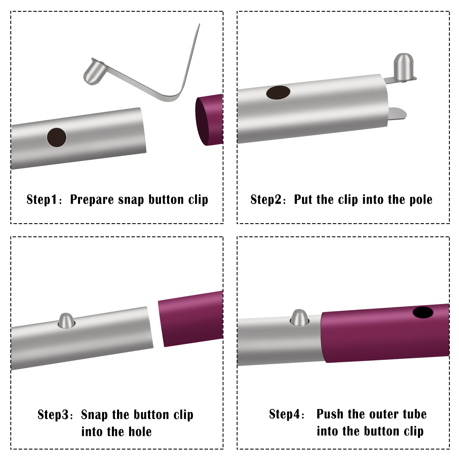 6x Clips 8mm Kayak Paddle Spring Clips Tent Pole Awning Snap