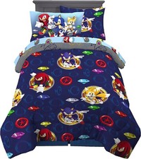 Sonic the Hedgehog "Roll in Rings" Kids Twin Bed Set-AB09CG77JJM4