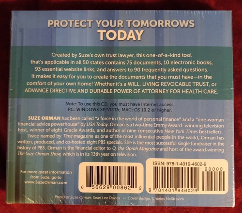 Protect Your Tomorrows Today by Suze Orman (CD-ROM Win/Mac) New Sealed - Picture 2 of 6