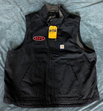 Carhartt Vest Mens 2XL Black Canvas Washed Duck Sherpa Lined Full Zip OV4277-BLK