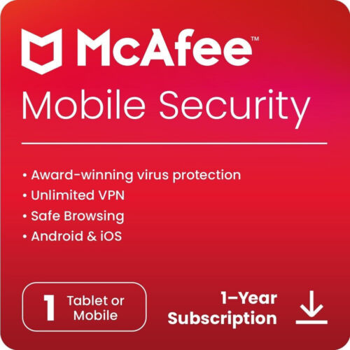 McAfee Mobile Security Antivirus 2024 iOS Android 1 appareil 1 an 5 minutes e-mail - Photo 1/6