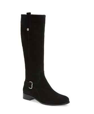 $600 LA CANADIENNE LORI WATERPROOF HIGH BOOT SUEDE BUCKE BLACK 9 (TE17)