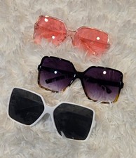 Women's Lot of 3 Oversized Square Gradient Tinted Sunglasses Plastic