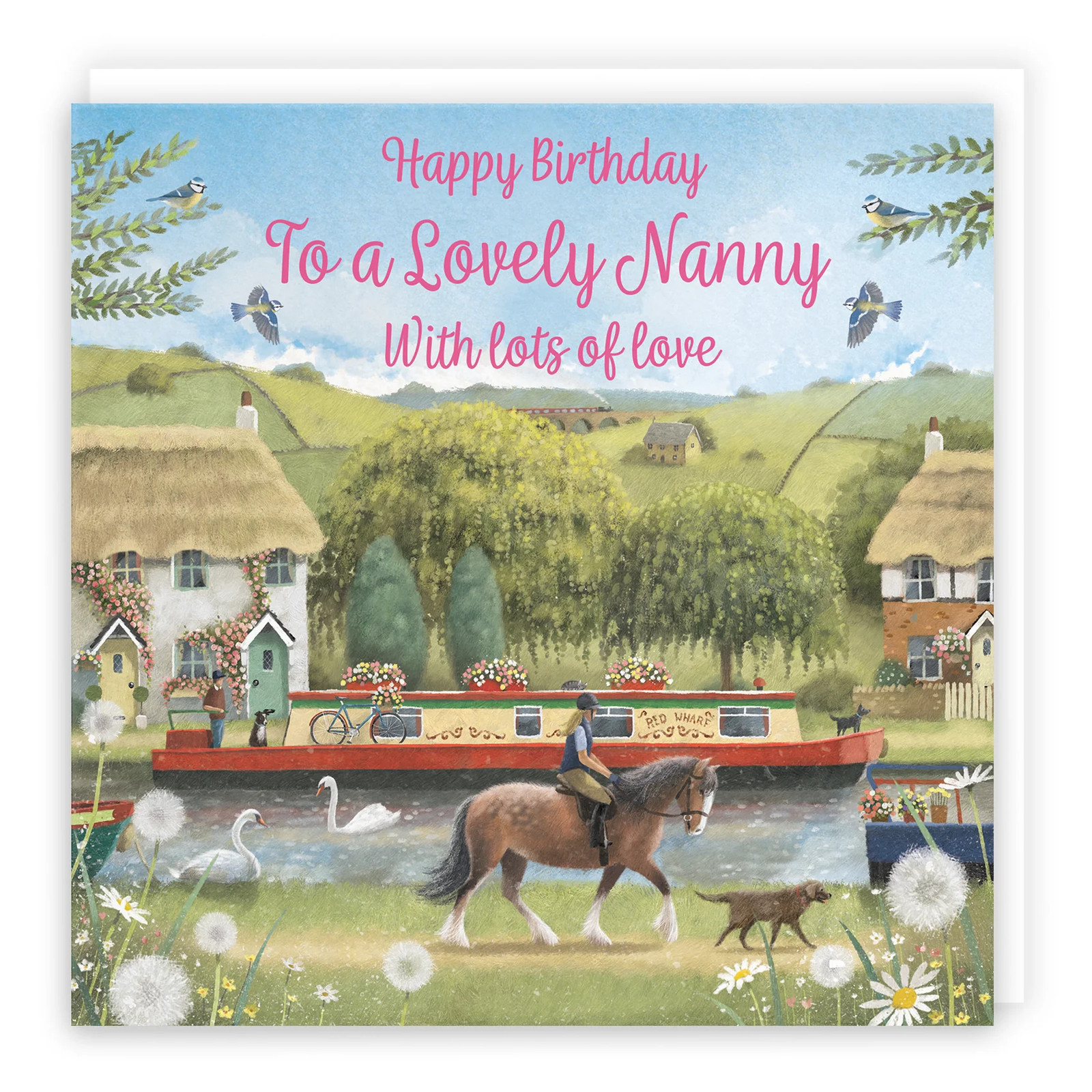 Nanny Canal Narrowboat Birthday Card Horse Riding Milo's Gallery