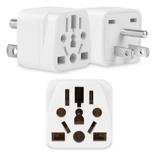 3 Pack US Travel Plug Adapter- EU, UK, AU, CN, JP, Italy, 3 Pack- White