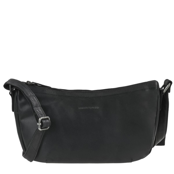 Greenburry UmhäNgetasche Leder Crossbody Half Moon Bag Schwarz 34X20 Cm-image