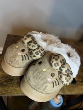 Sanrio Hello Kitty Leopard Print Faux Fur Slip-On Women's Slippers