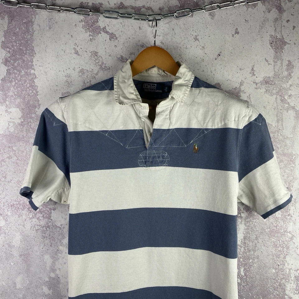 Vintage Polo Ralph Lauren Polo Shirt Mens Big Logo Y2K Striped Classic Size L - Image 2 of 4