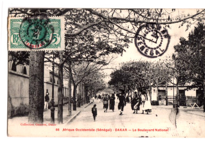 Boulevard National in Dakar, Senegal - Vintage Postcard