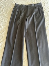 Zanella Dress Pants Mens 36x30 Gray Pleated Cuffed Rayon Blend Made In Italy