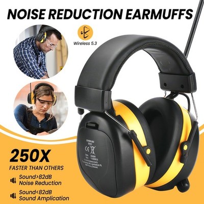 Bluetooth Gehörschutz Sicherheits-Ohrenschützer NRR 29 dB,FM-Radio-Kopfhörer