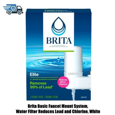 Brita Basic Faucet Mount System, Water Filter Reduces Lead and Chlorine, White