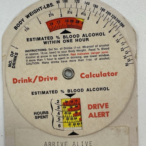 Alkohol Illinois Verkehrsministerium Getränk/Fahren Taschenrechner Diagramm - Bild 5 von 9