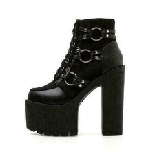 Womens Punk Casual Ankle Boots Block High Heels Platform Dress Clubwear Shoes SZ