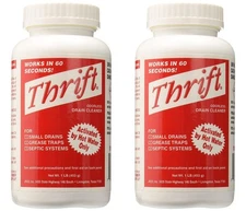 Thrift T-100 Alkaline Granular Drain Cleaner 1lb (2-Pack) - Fast Acting