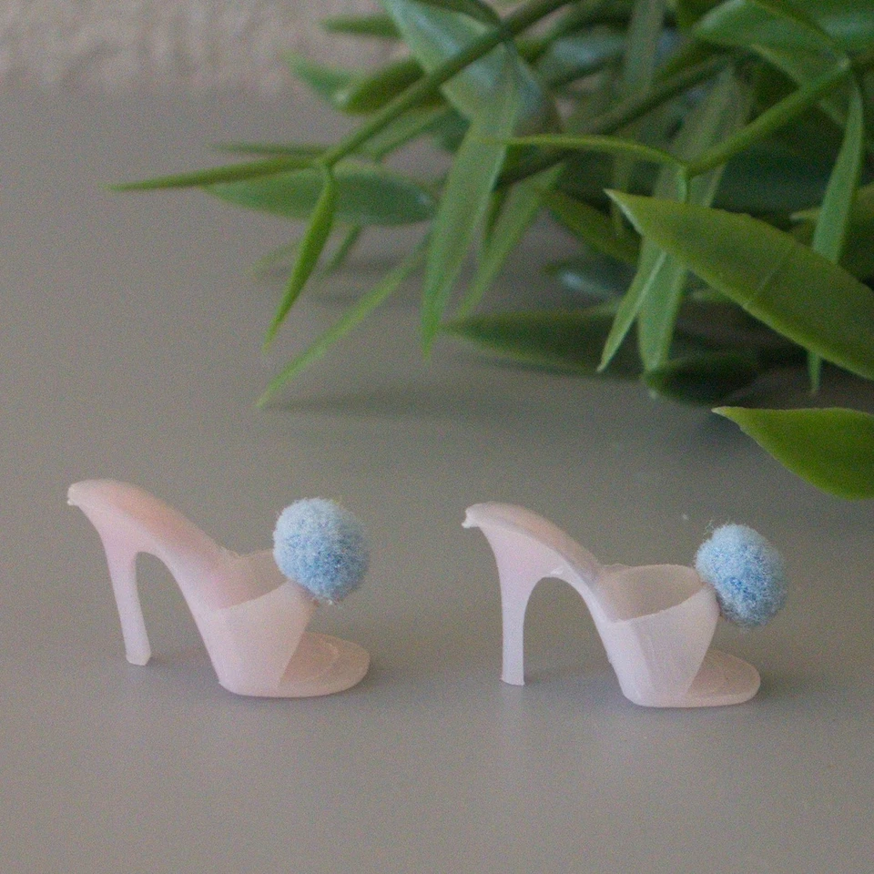 🌸Tacones Barbie Light ROSA OT con pompón azul vintage años 60 Japón *N perfectos🌸 Foto 3 de 4