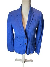 J Crew Womens Schoolboy Blue Herringbone Embossed Blazer Suit Jacket Size 2