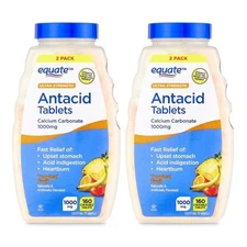 Value Pack 2 x Equate Ultra Strength Tropical Fruit Antacid Chewable Tablets 160