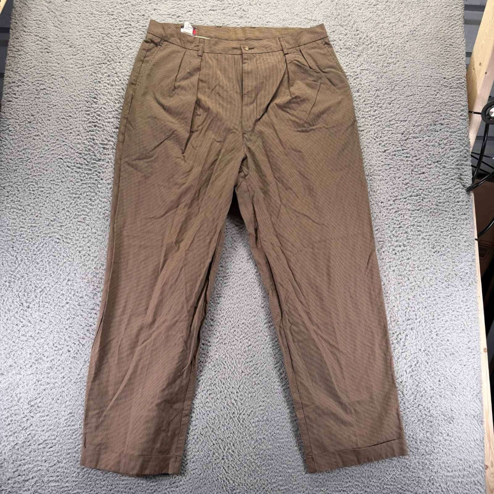 Vintage Tommy Hilfiger Pant Mens 38x31 Brown Cotton Dress Straight Formal Career