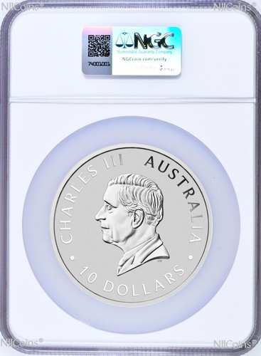 2025 P Australia Silver Kookaburra NGC MS 70 10oz $10 Coin Blue FR Label PERFECT - Picture 2 of 2
