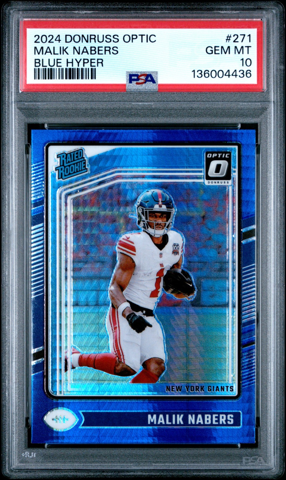 2024 Panini Donruss Optic - Malik Nabers #271 Blue Hyper (RC) PSA 10