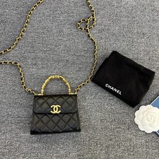Chanel Kelly Mini Chain Bag Leather Quilted Top Handle Bag Black [Duties Paid]
