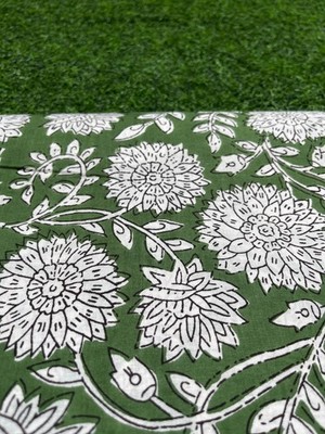 Indian Cotton Green Floral Dressmaking Sewing, Running, Crafts Fabric 3 Yards AU