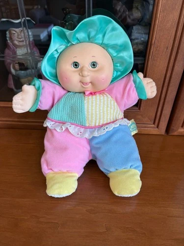 My First Cabbage Patch Doll Hasbro Cloth w Vinyl Face Bonnet Thermal Seersucker