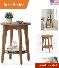 MAEZO Collection - Side Table, 2-Tier Small Round End Table, Nightstand with ...