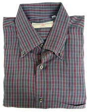 Luciano Barbera Shirt Mens XL Plaid 100 Cotton Made in Italy Button Front