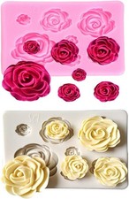 2PCS Rose Flowers silicone molds Cake Chocolate Mold wedding one size, Pink