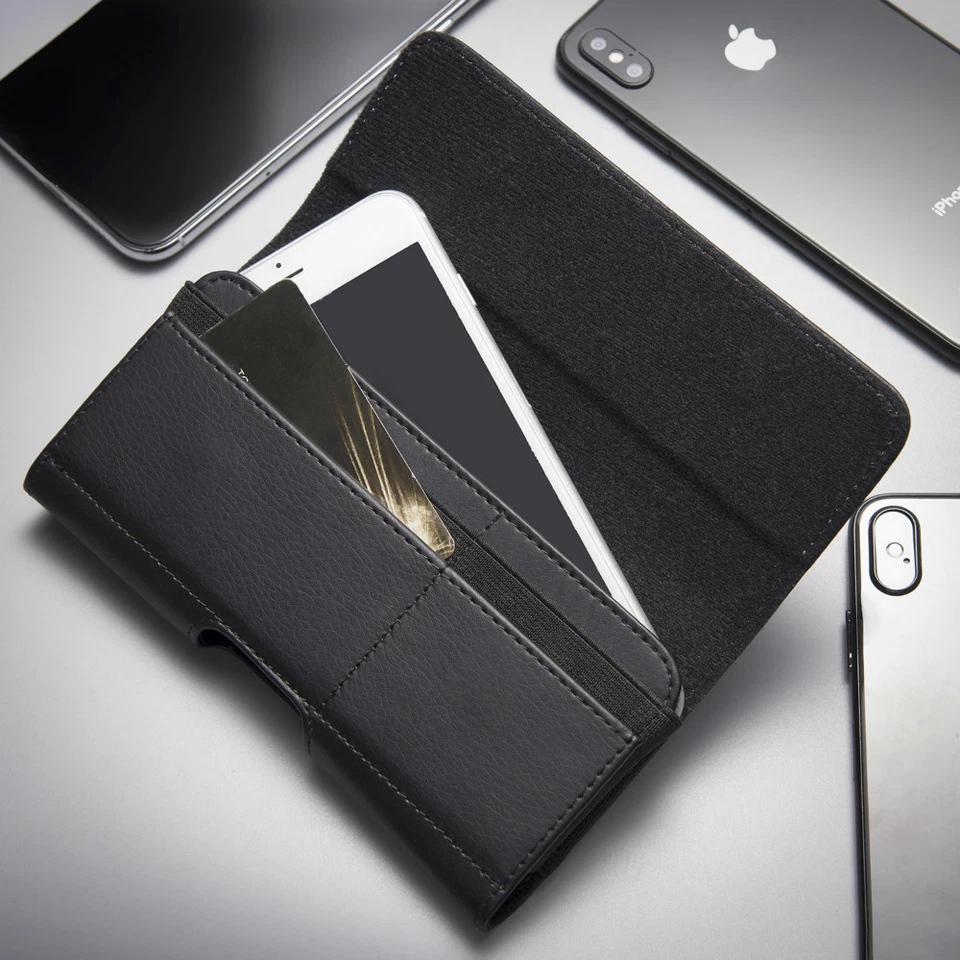 PU Leather Phone Case Pouch with Belt Clip Loop Holster Carrying Cover 3 Sizes - Image 3 of 4