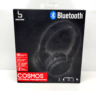Bass Jaxx Cosmos Wireless Bluetooth Headphones Built-In Microphone Black NEW