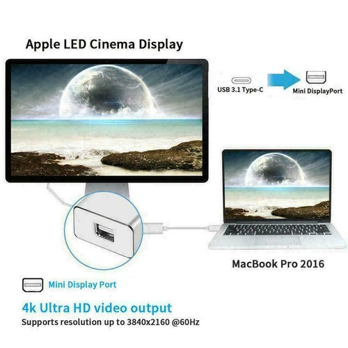 Thunderbolt 3 USB-C to Mini DisplayPort Converter 4K@60HZ Type-C J3E4 DP Z0N7 - Picture 4 of 5