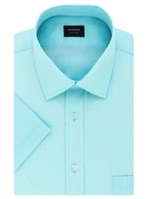 New Arrow Men's Short Sleeve Dress Shirt Regular Fit Summer 1 Pocket Blue