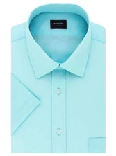 New Arrow Men's Short Sleeve Dress Shirt Regular Fit Summer 1 Pocket Blue